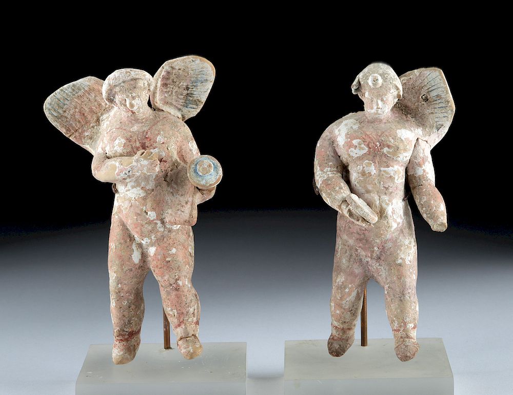 Appraisal: Adorable Greek Canosan Polychrome Cherub Figures Originally Listed At Magna