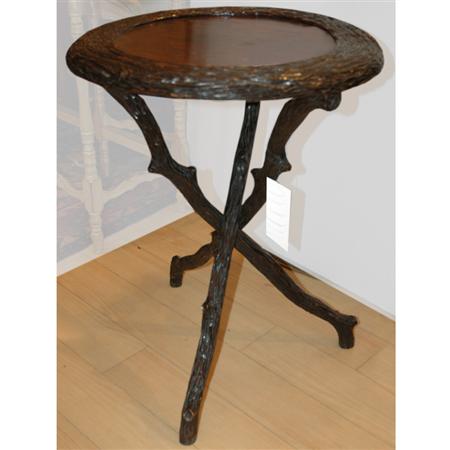 Appraisal: Black Forest Style Carved Wood Side Table Estimate -