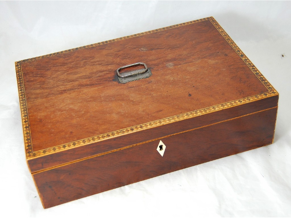 Appraisal: Victorian boxwood inlaid satinwood box a f