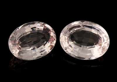 Appraisal: Two Unmounted Kunzite Gemstones Carat Oval faceted cut weight ct