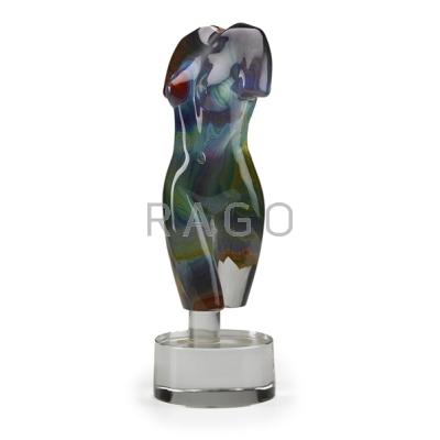 Appraisal: DINO ROSIN b Figural glass sculpture female torso Murano Italy