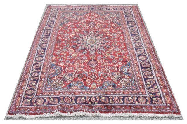 Appraisal: Hand-tied Persian Mashad rug approx ' l ' w