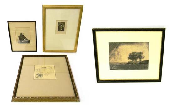 Appraisal: After Rembrandt van Rijn Dutch - four pieces Three Trees