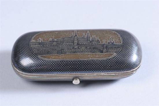 Appraisal: RUSSIAN SILVER AND NIELLO SNUFF BOX PA maker's mark Cyrillic