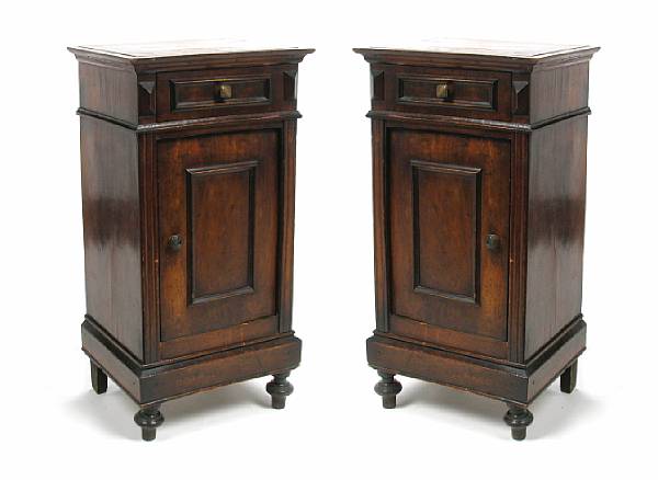 Appraisal: A pair of American Victorian walnut bedside cupboards height in