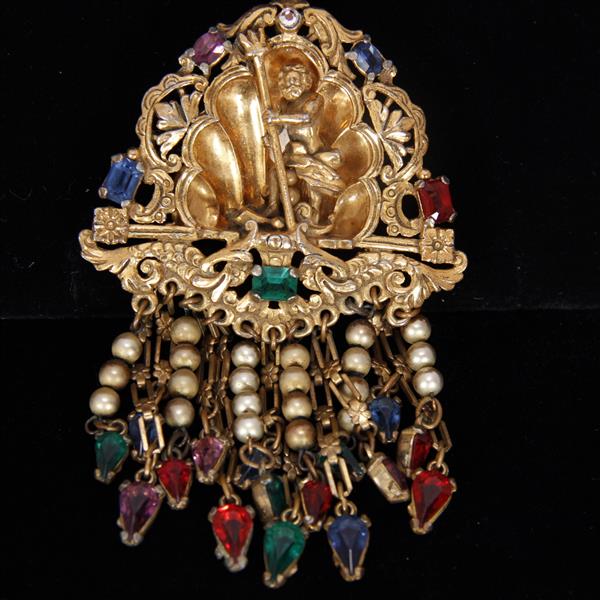 Appraisal: Sathennic Arts Baroque Mythological Figure with staff Brooch Pin with