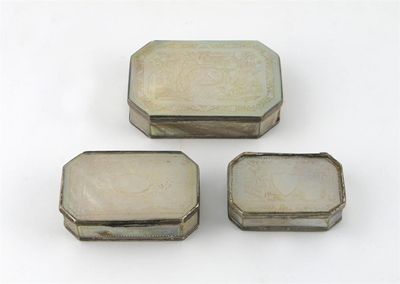 Appraisal: Three Chinese mother of pearl silver mounted rectangular boxes with