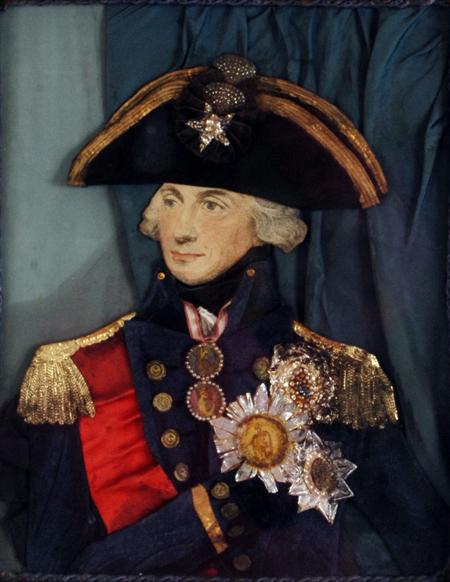 Appraisal: A tinsel paste and cloth decoupage picture of Lord Nelson