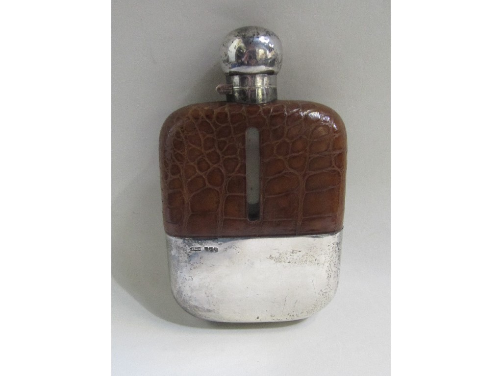 Appraisal: Silver and animal skin spirit flask Sheffield