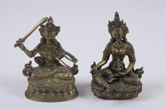 Appraisal: TWO NEPALESE BRONZE FIGURES OF DEITY th century - in