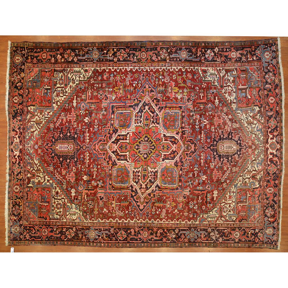 Appraisal: Heriz Rug Persia x Second half- th century hand-knotted wool