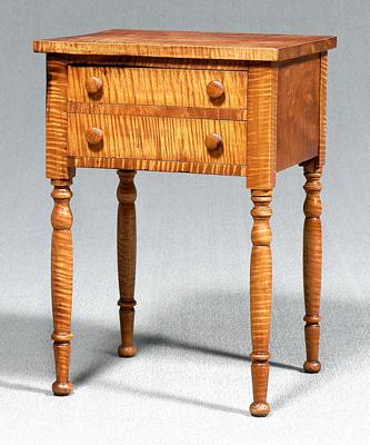 Appraisal: Federal tiger maple stand highly figured maple two drawers probably