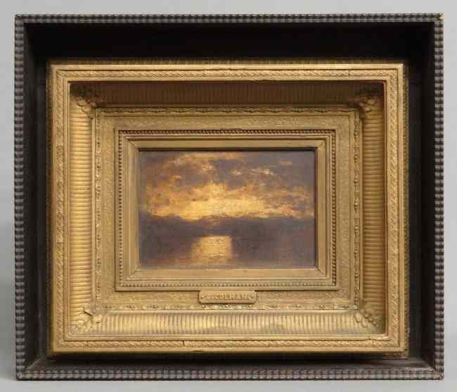 Appraisal: th c oil on artist board landscape by Samuel Colman