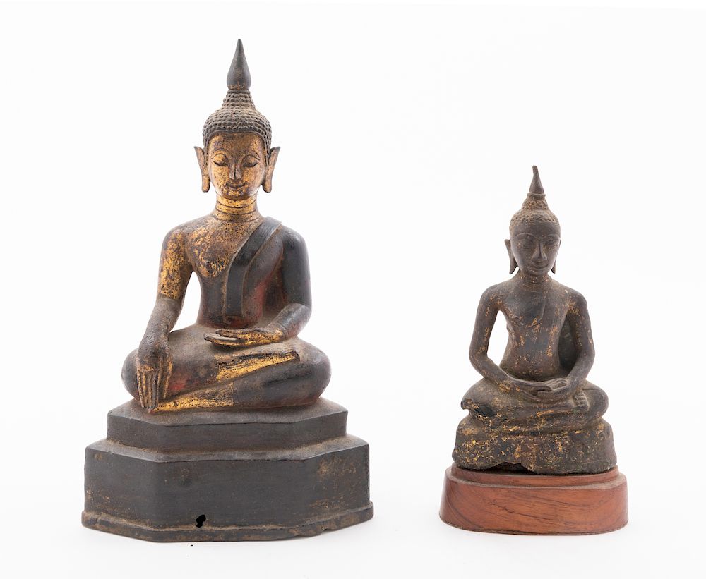 Appraisal: Two Thai Bronze Figures of Buddha Height of taller in