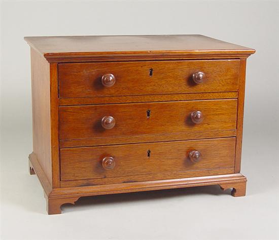 Appraisal: Walnut Miniature Chest Early th Century Three drawers Two partitioned