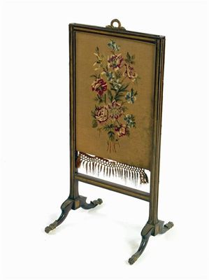 Appraisal: A th century mahogany and gilt brass mounted firescreen with