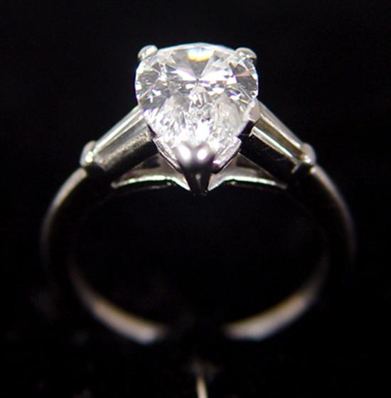 Appraisal: Ladies Pear Shaped Solitaire Diamond Ring Platinum ring ct pear