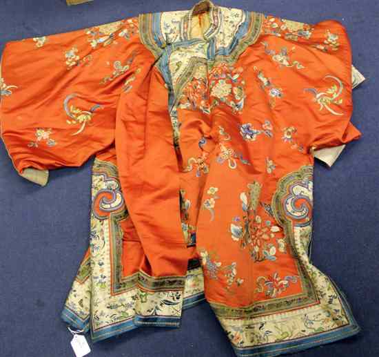 Appraisal: A Chinese embroidered silk robe late th century woven with