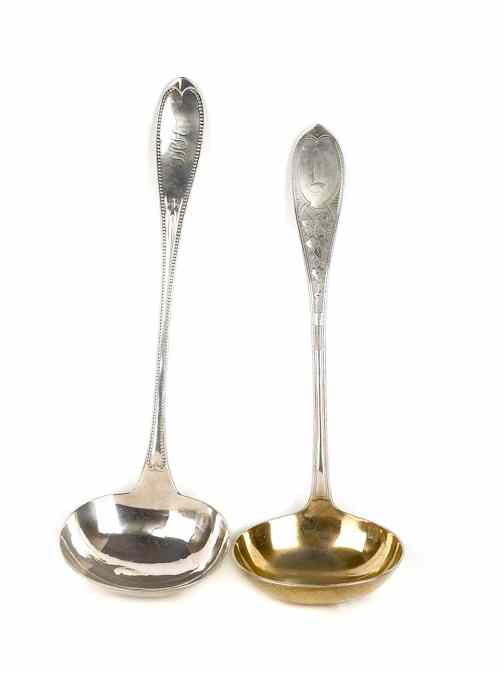 Appraisal: Two New York silver ladles ca bearing the touches of