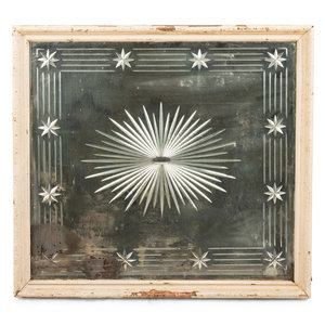 Appraisal: An Etched Glass Mirror with a Painted Frame Early th