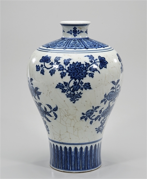 Appraisal: Chinese blue and white porcelain meiping vase with floral motif