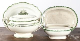 Appraisal: Two pearlware green feather edge platters th c together with