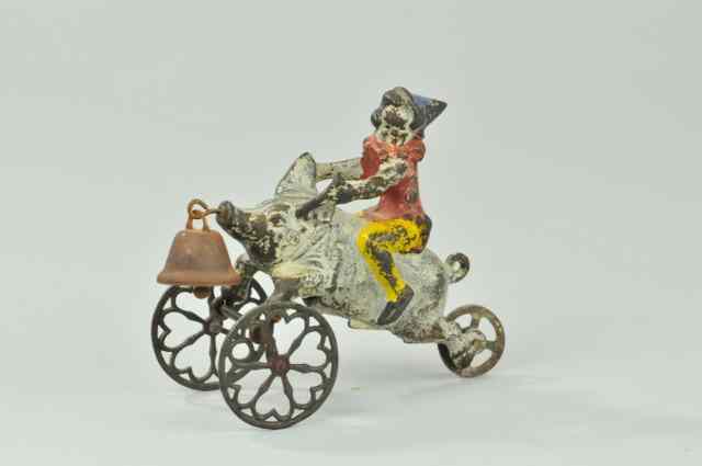 Appraisal: PIG WITH CLOWN RIDER Gong Bell cast iron colorful and