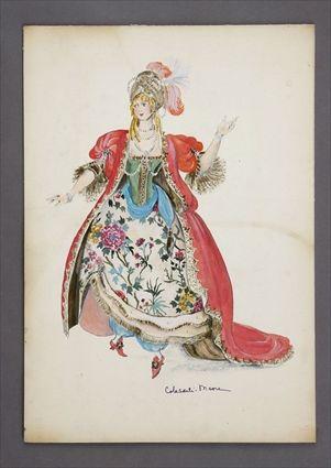 Appraisal: COLASANTI-MOORE THREE COSTUME DESIGNS FOR IL RATTO DEL SERRAGLIO Pencil