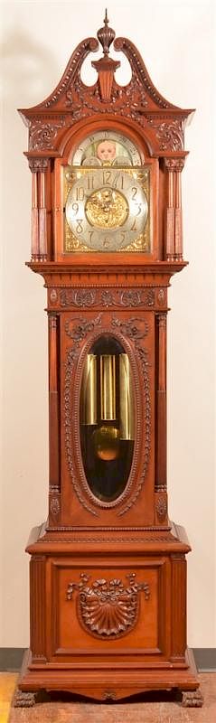 Appraisal: Carved Mahogany Victorian Tall Case Clock Carved Mahogany Victorian Tall