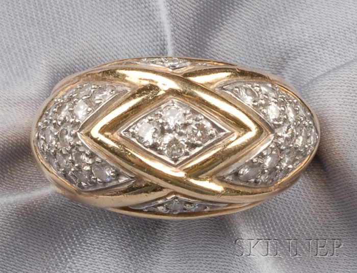 Appraisal: kt Bicolor Gold and Diamond Ring Cartier with pave-set diamond