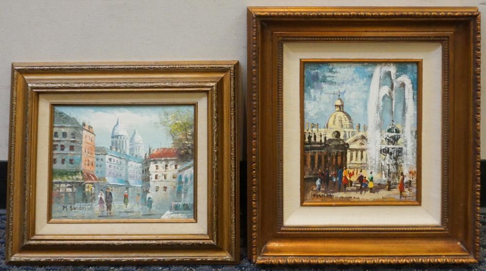 Appraisal: Two th Century European School City Street Scenes Oil on