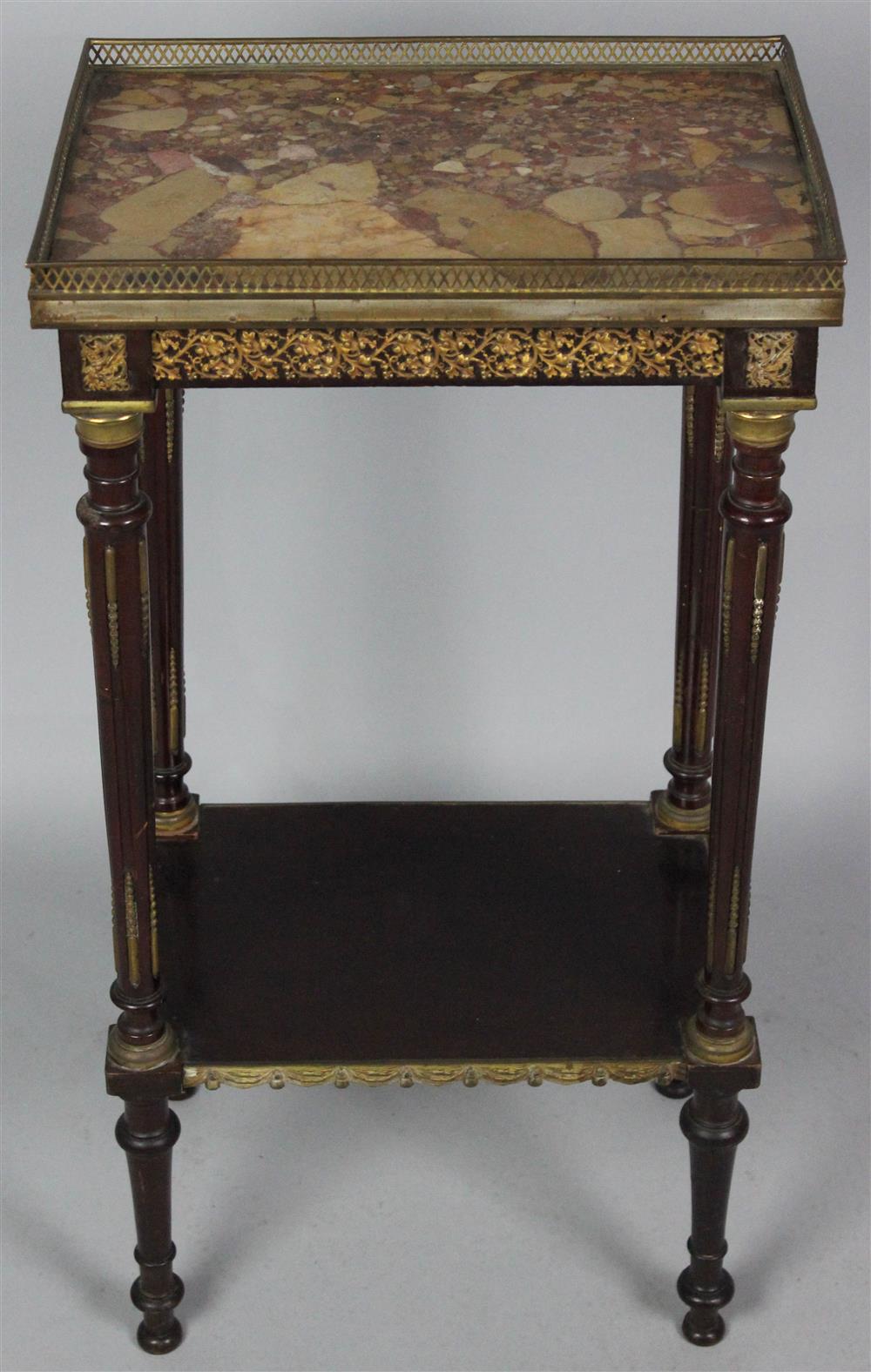 Appraisal: LOUIS XVI STYLE GILT METAL MOUNTED SMALL FRENCH SIDE TABLE