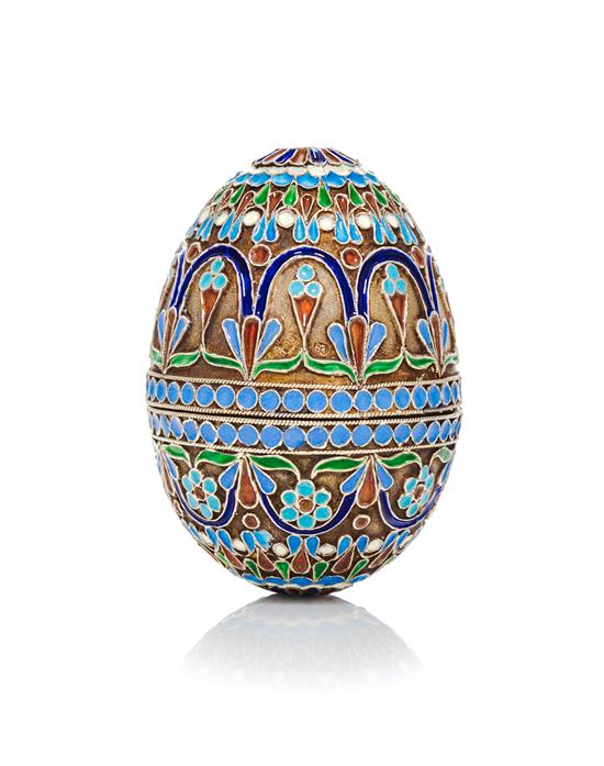 Appraisal: Sale Lot A Russian Enameled Silver-Gilt Egg th Century in