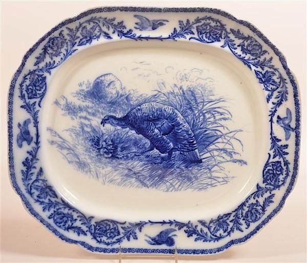 Appraisal: Cauldon Flow Blue China Turkey Platter Cauldon England Flow Blue