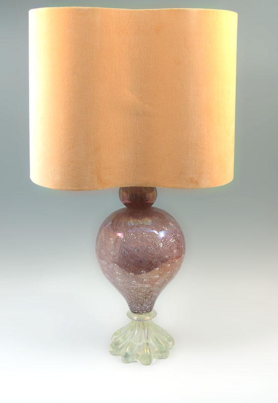 Appraisal: ITALIAN VENETIAN GLASS LAMP Clear fluted shaped foot double gourd