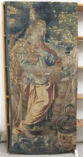 Appraisal: PICTORIAL WALL TAPESTRY PANEL Flemish mid- th century Disciple with