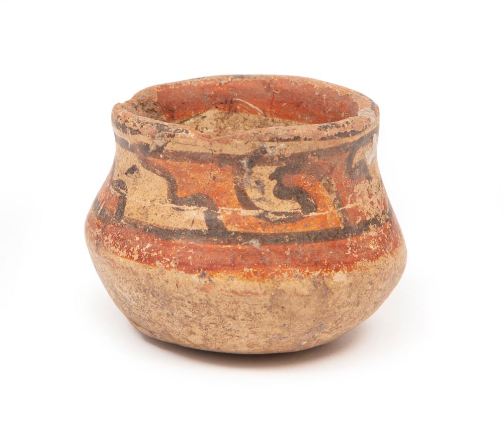 Appraisal: Small Pre-Columbian Vessel Maya painted geometric design h in dia