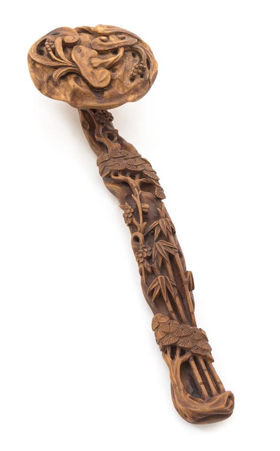 Appraisal: Sale Lot A Carved Boxwood Ruyi Scepter in the form