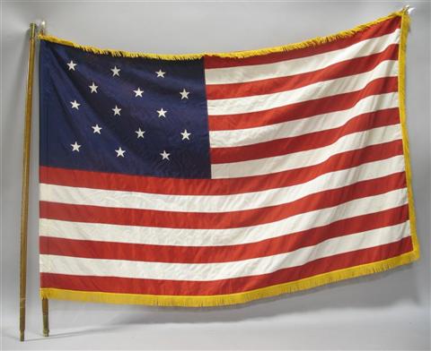 Appraisal: STAR LARGE FLAG ON POLE Machine sewn th century reproduction