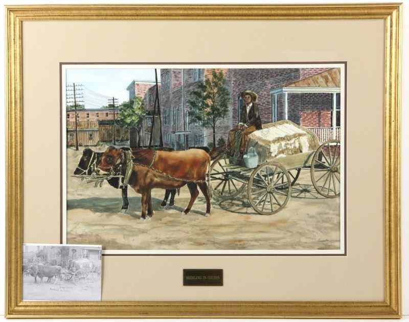 Appraisal: Samuel D Bissette NC - Watercolortitled ''Bringing in Cotton ''