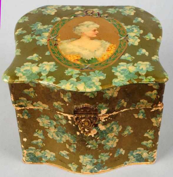 Appraisal: Celluloid Collar Box With pretty lady on lid Minor losses