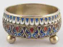 Appraisal: A Russian cloisonne silver salt by Gustav Klingert Moscow French