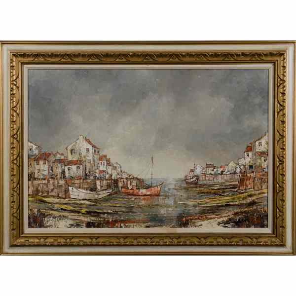 Appraisal: Continental Harbor Scene Oil on canvas second half of th