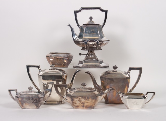 Appraisal: Durgin sterling silver -piece tea service including coffee pots in