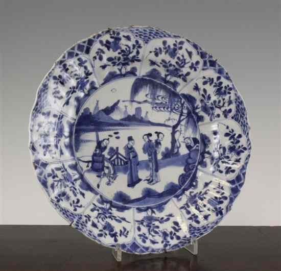 Appraisal: A Chinese blue and white dish Kangxi period - painted