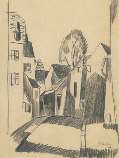 Appraisal: JAN MATULKA The Village Pencil on wove paper circa x