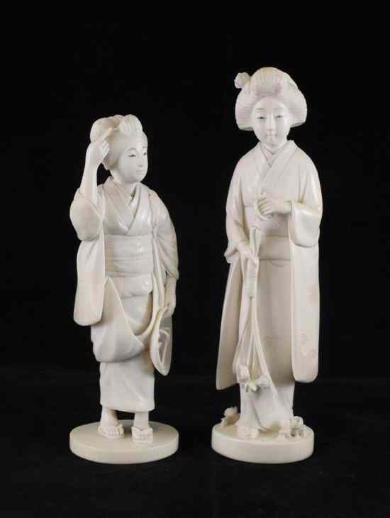 Appraisal: Two Japanese ivory figures of bijin early th century one