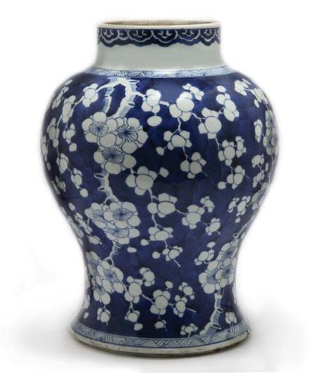 Appraisal: Chinese Blue and White Glazed Porcelain Baluster Vase Estimate -