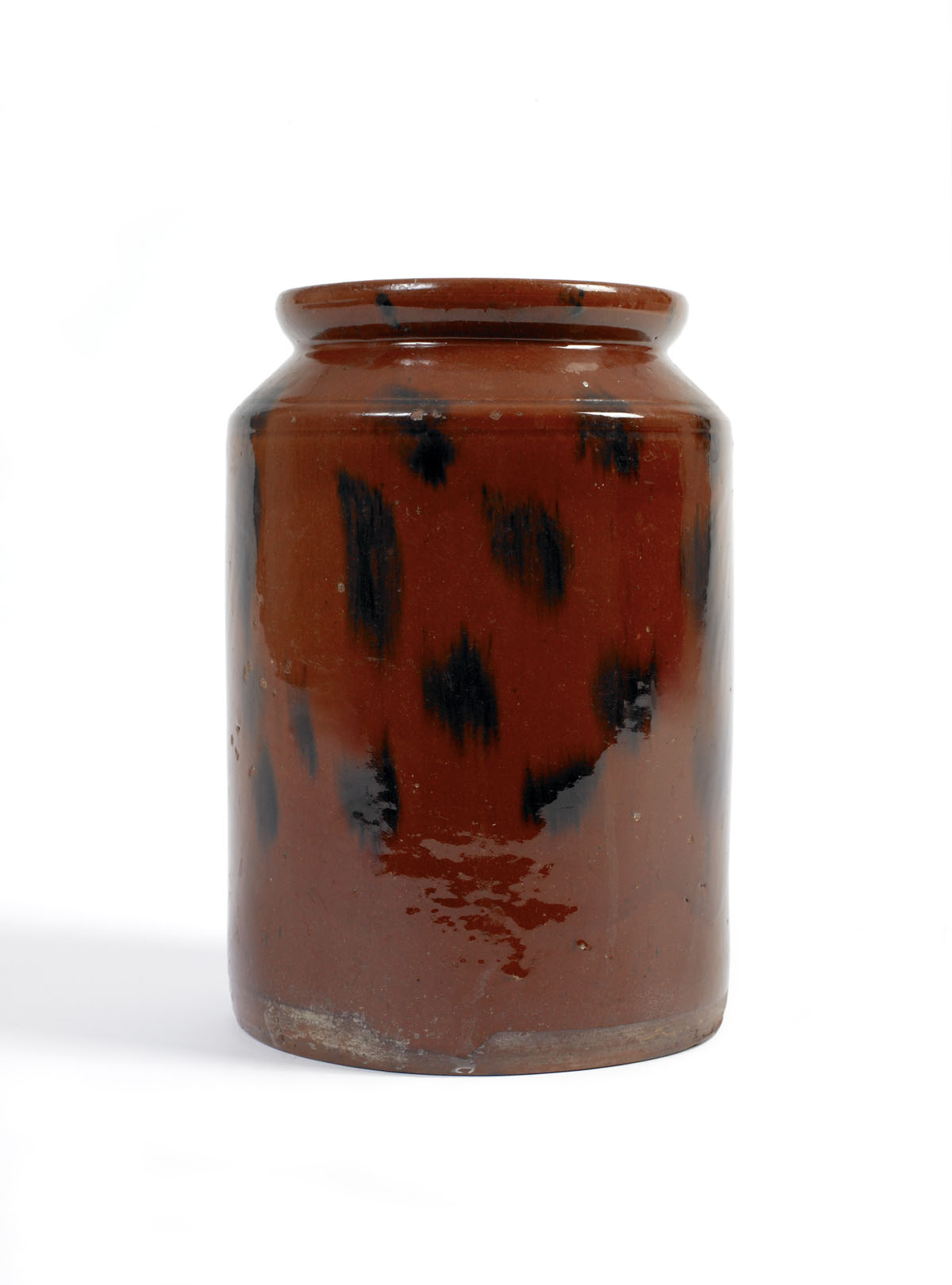 Appraisal: AMERICAN GLAZED AND MANGANESE DAB DECORATED JAR PROBABLY NEW ENGLAND