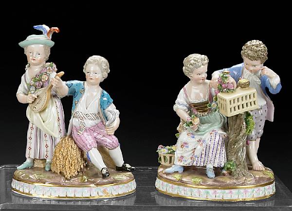 Appraisal: Two Meissen porcelain allegorical figural groups late th early th